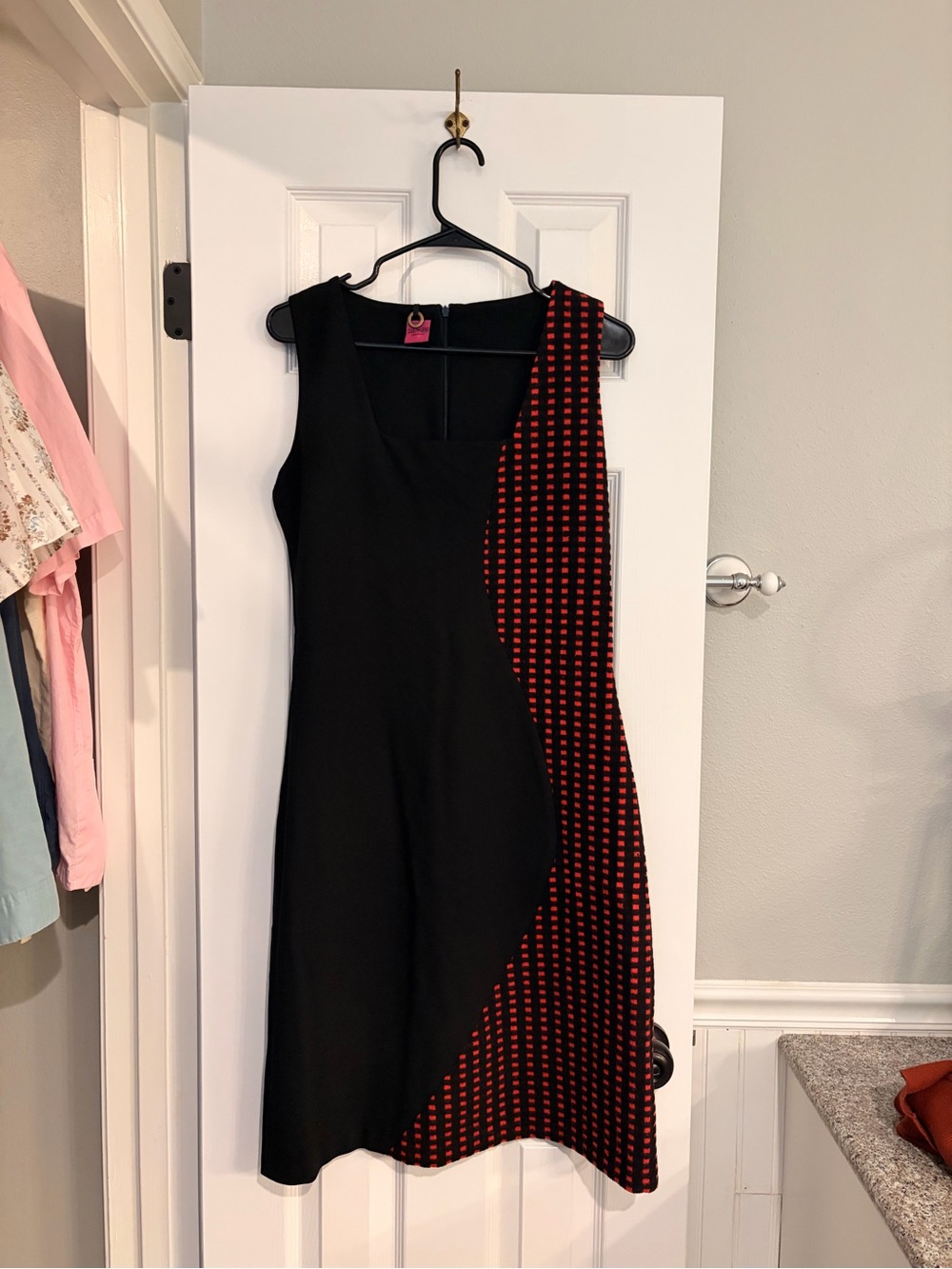 Save The Queen Mixed Media Plaid Sheath Dress Made In Italy Large